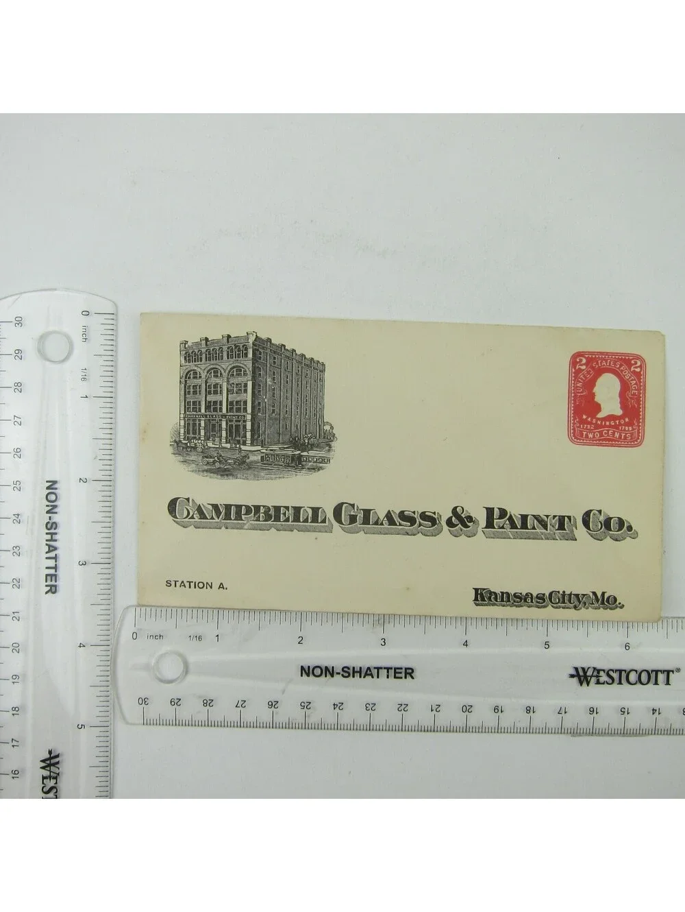 US Postal Stationery Campbell Glass & Paint Co Kansas City Missouri 2c Antique